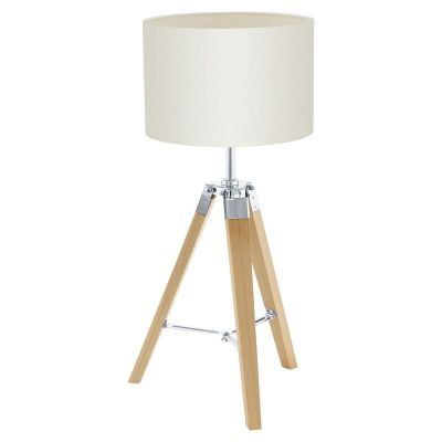 Beige landelijke tafellamp hout, Joana, met schakelaar