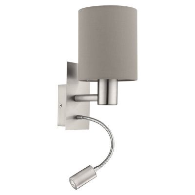Taupe moderne wandlamp stof, Abano, met schakelaar