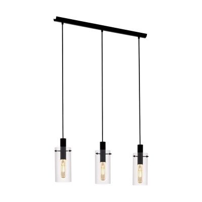 Zwarte moderne hanglamp glas, Jovanni