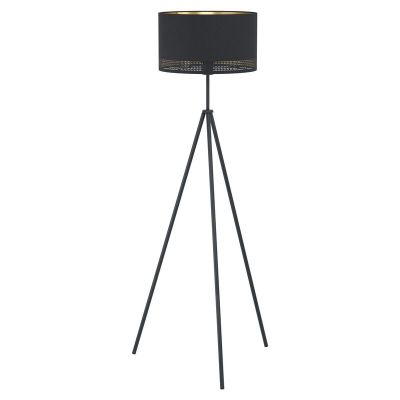 Zwarte moderne driepoot vloerlamp, Niko, staal