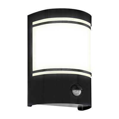Zwarte moderne buiten wandlamp met bewegingssensor staal, Elyana, IP44