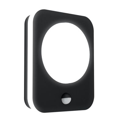 Zwarte moderne buitenlamp met bewegingssensor, Luut, aluminium, met bewegingssensor