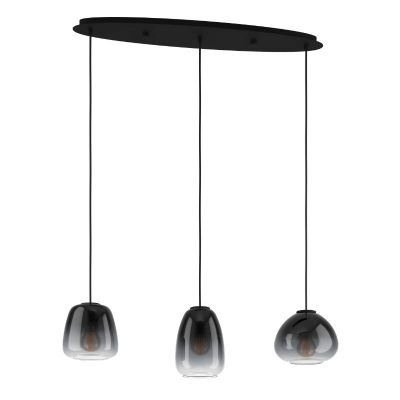 Zwarte design hanglamp glas, Yolanda