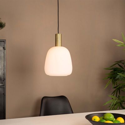 Witte design hanglamp glas, Jeannine