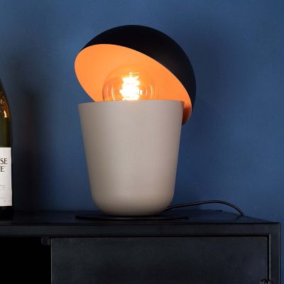 Taupe industriële tafellamp aluminium, Werner, met schakelaar