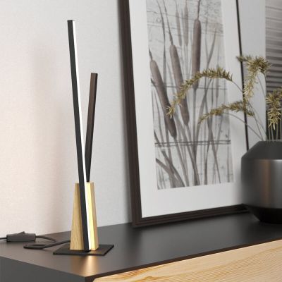 Zwarte moderne tafellamp aluminium, Leintje, 6,8W, 3000K LED, met schakelaar