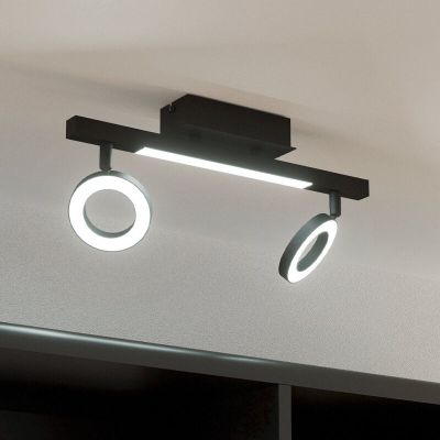 Zwarte moderne plafondspot aluminium, Madelinde, 3,2W, 3000K LED