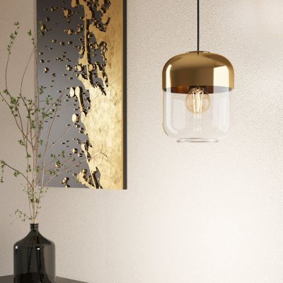 Gouden design hanglamp glas, Jeanny