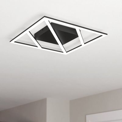 Zwarte design plafonnière aluminium, Kenley, 21W, warm tot koud wit verstelbare LED, 3-staps dimbaar