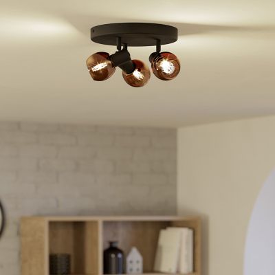 Koperen moderne plafondspot glas, Castellazo