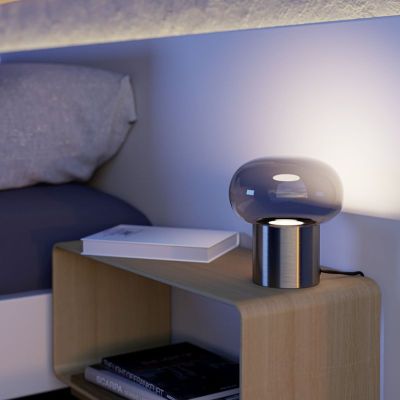 Nikkelen moderne tafellamp glas, Bravino, met touchdimmer