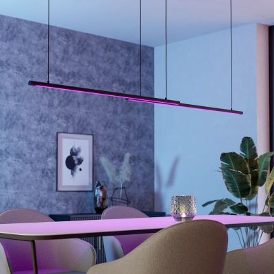 Zwarte design hanglamp aluminium, Flatron, 40W, RGBW LED, met afstandsbediening