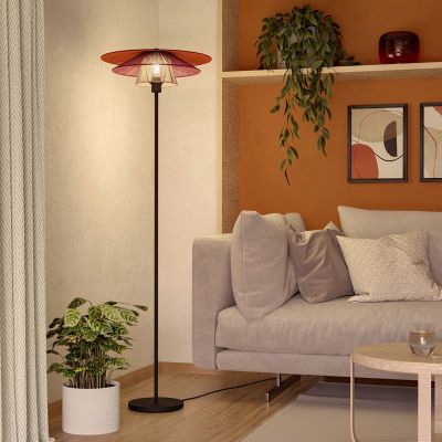 Veelkleurige landelijke vloerlamp stof, Pignona, met schakelaar
