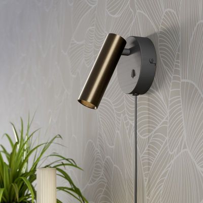 Bronzen moderne wandspot staal, Valproto, 5W, white switch LED, met schakelaar