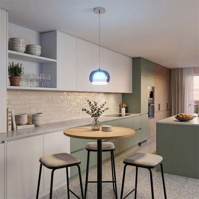 Blauwe retro hanglamp glas, Belomontejo