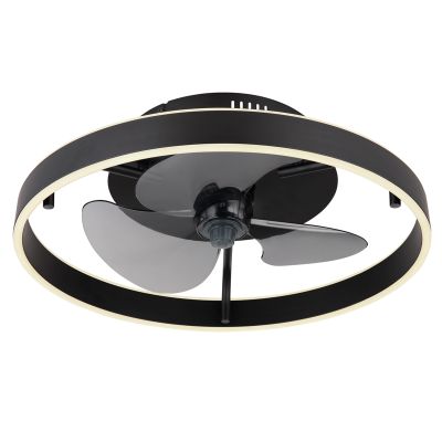 Zwarte moderne plafondventilator kunststof, Joos, 40W, warm tot koud wit verstelbare LED, met afstandsbediening