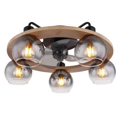 Landelijke plafondventilator hout, Jouke, met afstandsbediening