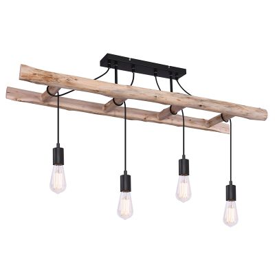 Zwarte industriële plafondlamp hout, Ihsan
