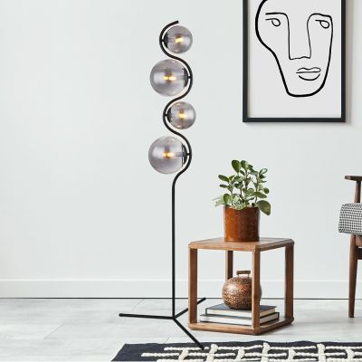 Moderne vloerlamp rookglas, Bart, met schakelaar