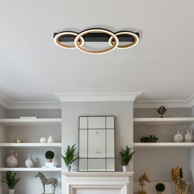 Zwarte design plafondlamp aluminium, Danieke, 40W, 3000K LED