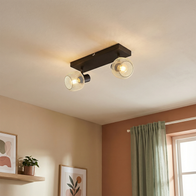 Grijze plafondspot Emado, metaal, industrieel, 2L