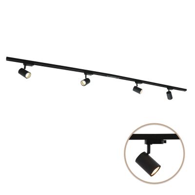 2M zwart 1-fase railverlichting systeem + 4 Elena railspots