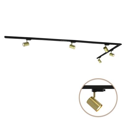 3M messing 1-fase railverlichting systeem met hoekstuk + 5 Elena railspots