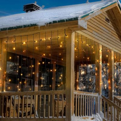 2 meter ijspegelverlichting, 70 cm hoog, warm wit, IP44, met sneeuwval effect