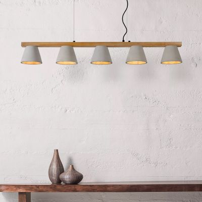 Grijze hanglamp Possio, Hout, Metaal