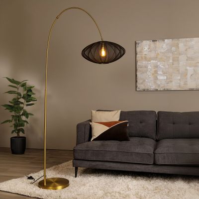 Zwarte vloerlamp modern, Corina, met schakelaar