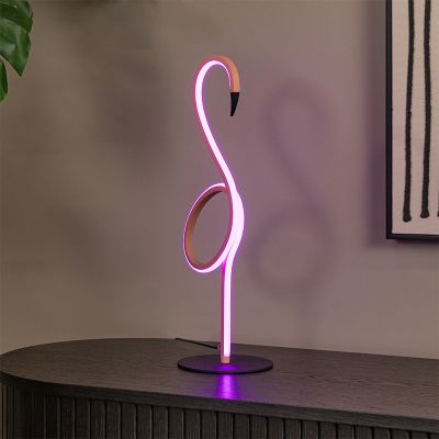 Roze tafellamp modern, Flamingo, 5,5W, RGB LED, met afstandsbediening
