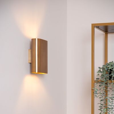 Messing up down wandlamp modern, Ovalis