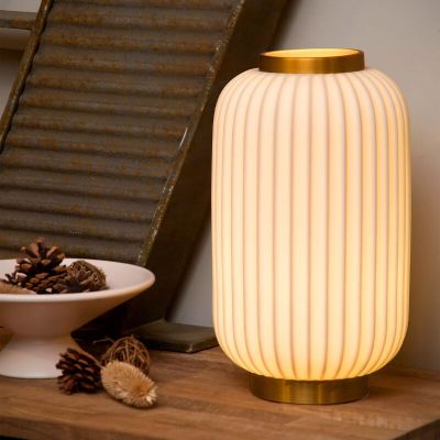 Witte tafellamp Gosse, steen