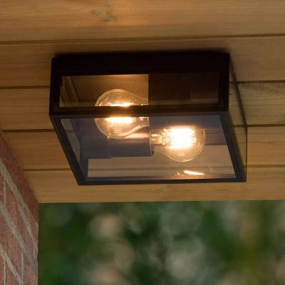 Zwarte plafonniere Dukan, metaal, IP65