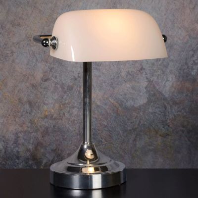 Witte bureaulamp klassiek, Banker, met schakelaar