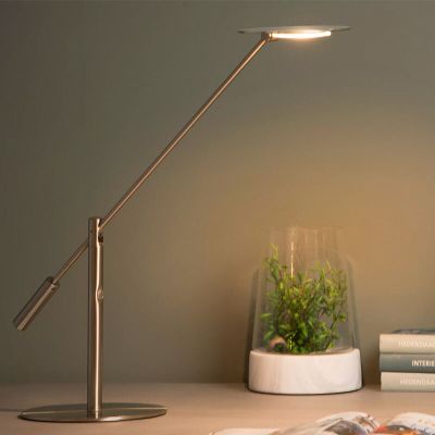 Chromen bureaulamp modern, Anselmo, 9W, 3000K LED, met touchdimmer