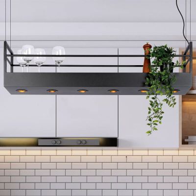 Zwarte landelijke hanglamp, Miravelle, metaal