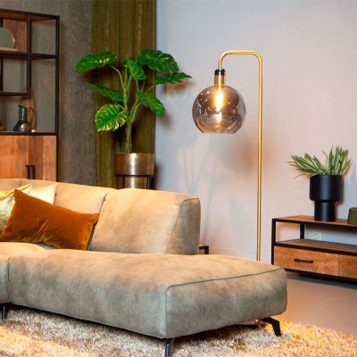 Grijze vloerlamp Julius, glas, met aan/uit schakelaar