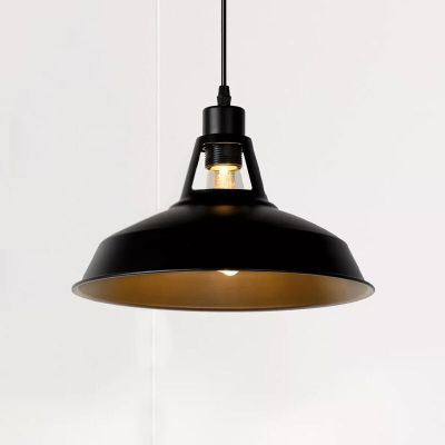 Industriele hanglamp Brassy, Zwart
