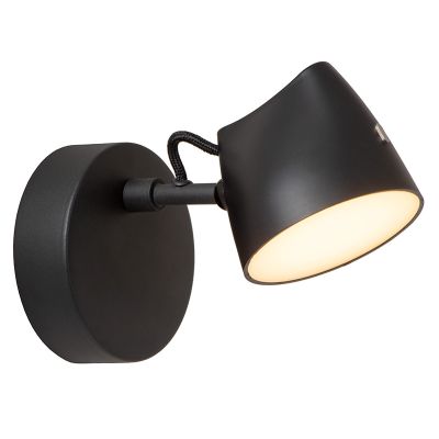 Zwarte wandlamp landelijk, Milne, 6W, 2700K LED, met touchdimmer