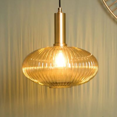 Amberkleurige hanglamp Maloto, glas