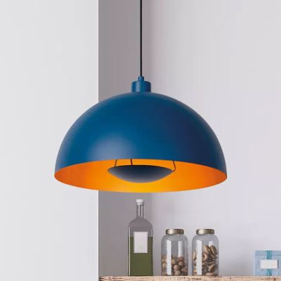 Blauwe moderne hanglamp, Siemon, metaal