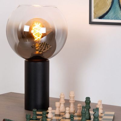 Zwarte tafellamp modern, Marius, met schakelaar