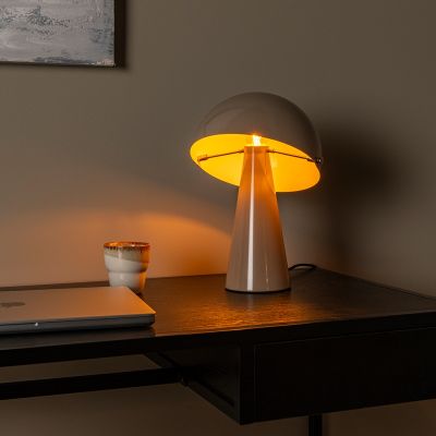 Taupe tafellamp retro, Barone, met schakelaar
