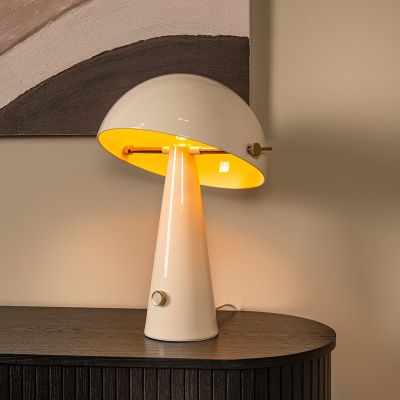 Taupe tafellamp retro, Barone, met schakelaar