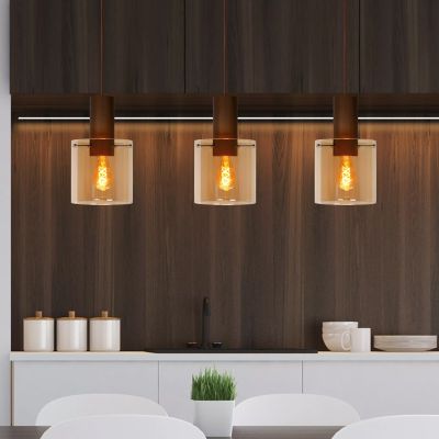 Amberkleurige hanglamp Toledo, aluminium