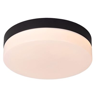 Zwarte badkamer plafondlamp kunststof, Biskit, 12W, 2700K LED, IP44