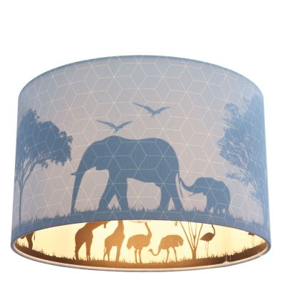 Blauwe dieren kinderkamer plafondlamp Safari, Binnenzijde doorschijnend