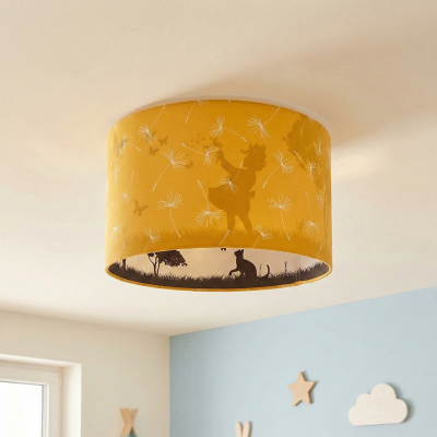 Okergele kinderkamer plafondlamp Vlinders