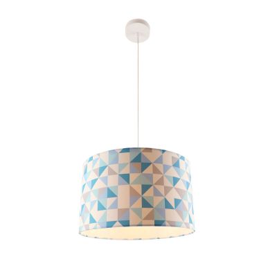 Ruitjesmotief hanglamp blauw, tienerkamer
